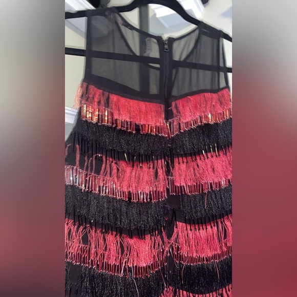 Alice Olivia Red and Black Dress with Mesh and Zipper Back - Picture 4 of 12